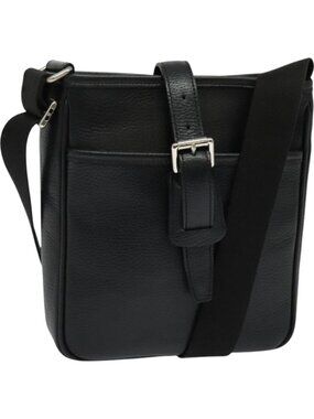 BURBERRY Shoulder Bag Leather Black Silver